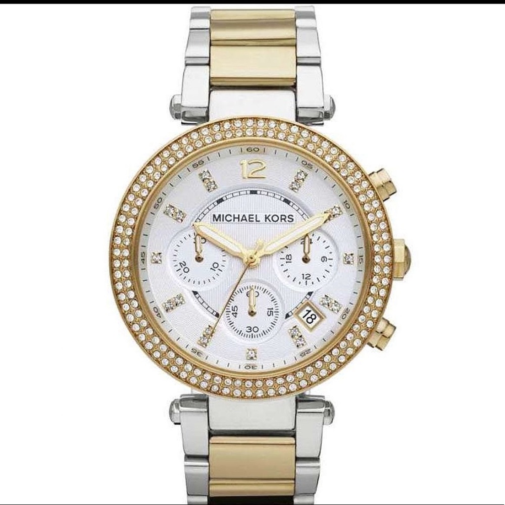 Michael Kors Two Tone Parker Glitz Watch